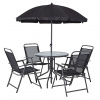 Set zahradny LETICIA GREY, stôl 85x71 cm, 4x stolička 74x53x91 cm, dáždnik 180 cm 802099