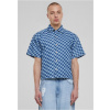 Laser Check Printed Boxy Shirt - bluelasercheck XXL