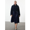 Trendyol Curve Navy Blue Elastic Elastic Waist Pleated Woven Plus Size Skirt čierna 50 Trendyol 8683050329066