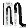 Icicles No. 38 - kožený bič a sklenený dildo (priehľadný-čierny)