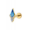Titánová labreta s vnútorným závitom Blue Zircon Hestia Farba: zlatá, Veľkosť: 1,2 mm, Dĺžka / priemer: 8 mm