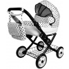 Detský kočík pre bábiky biely - čierne bodky