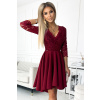 Numoco NICOLLE šaty s dlhším chrbtom a výstrihom - vínová farba 210-15 Farba: Bordó, Veľkosť: XL