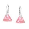 Strieborné náušnice Triangle - Swarovski elements ružpvé Light Rose 16mm