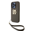 Zadný kryt DKNY PU Leather Stack Logo Wrist Strap pre iPhone 15 Pro Green