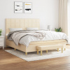 vidaXL Posteľný rám boxspring s matracom krémový 160x200 cm látka - Krémová - 176975-111156