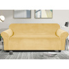 Elastický plyšový poťah na dvojmiestnu pohovku BestBerg / svetložltá