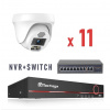 Techage IP – 11 kamerový set 8 MP DOME-WLI+RB + SWITCH