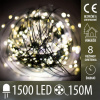 Vianočná led svetelná mikro reťaz vonkajšia - programy - časovač - ovládač - 1500led - 150m - teplá biela