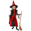 KARNEVAL Šaty čarodějnice černo/červené vel. M (120-130cm) 6-8 let *KOSTÝM*