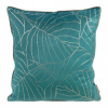 Obliečka na vankúš tyrkysová so zlatými listami a lemom tyrkysová Šírka 45 cm | Dĺžka 45 cm