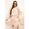 Legínovo Dámsky oversized viskózový komplet s praným efektom hnedý Farba: Svetlobéžová, Veľkosť: UNI