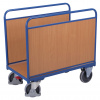 Variofit Plošinový vozík s dvoma plnými stenami, Variofit, ložná plocha 126 x 74 cm, do 500 kg, modrá/antracit Farba: modrá RAL5010