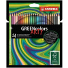 Farebné ceruzky, sada, šesťhranný tvar, STABILO GreenColors ARTY, 24 rôznych farieb