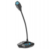 NEDIS stolní herní mikrofon/ ohebné rameno/ tlačítko ztlumení/ USB/ 3,5mm jack/ citlivost -30dB/ černo-modrý (GMICGU100BK)
