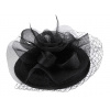 Fascinátor / klobouček květ s peřím a francouzským závojem Varianta: 2 černá, Balení: 1 ks