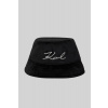 KLOBÚK KARL LAGERFELD K/SIGNATURE VELVET BUCKETHAT BLACK