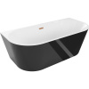Mexen Oval, voľne stojaca nástenná vaňa 140 x 75 cm, biela-čierna, medený prepad, 52671407575-65