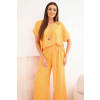 Legínovo Súprava s náhrdelníkom blúzka + nohavice svetlo oranžové Farba: Svetlooranžová, Veľkosť: UNI