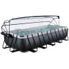 Bazén s krytom a pieskovou filtráciou Black Leather pool Exit Toys oceľová konštrukcia 540*250*100 cm čierny od 6 rokov