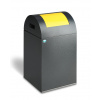 Zberná nádoba na odpad z ocele, samozhášacia, 43 l, strieborná, vhadzovacia klapka žltá