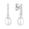 Gaura Pearls Stříbrné náušnice s perlou a zirkony Pilar - stříbro 925/1000 SK24462E Stříbrná Bílá