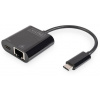 Digitus USB-C®, RJ45 adaptér [1x USB-C® zástrčka - 1x RJ45 zásuvka, USB-C® zásuvka] DN-3027 vč. zásuvky RJ45, s nabíjecí zásuvkou , s USB