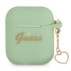 Kryt Guess Case Apple Airpods 1/2 Gua2Lschsn (Silicone Charm Heart Collection) Green