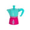 Bialetti Moka Express Squid Game 3 šálky (Moka konvička azurová modrá / růžová 3 šálky)
