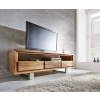 TV stolík Live Edge 146 cm akácia prírodná 3 zásuvky 1 priehradka