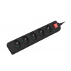 Prodlužovací kabel Lanberg PS1 5 zásuvky 3m vypínač černá PS1-05E-0300-BK Natec