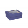 Darčeková krabička 240x180x95 mm, dno + veko s priehľadným okienkom, MODRÁ