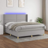 vidaXL Posteľ boxsping s matracom a LED bledosivá 180x200 cm látka