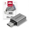 AXAGO AXAGON RUCM-AFA, redukce USB-C (M) -> USB-A (F), USB 3.2 Gen 2, 3A, ALU PR1-RUCM-AFA