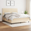 vidaXL Posteľný rám boxspring s matracom krémový 180x200 cm látka - Krémová - 67883-22709