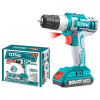 TOTAL-TOOLS Vŕtací skrutkovač aku,1× 2000 mAh, 20V Li-Ion, nabíjačka 2h TDLI20024
