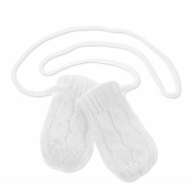 BABY NELLYS Zimné pletené dojčenské rukavičky so vzorom - biele, vel. 56/68 Veľkosť: 56-68 (0-6 m)