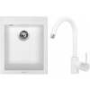 Set Sinks (dřez Cube 410 Milk 28 + baterie Mix 35 Milk 28) TLC410MI3528