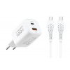 Phone Charger Veger USB A + Type C Pd Super Charge Pps 100W + Data Cable Type C to C 240W Tr150 White