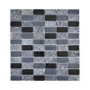 Sklenená mozaika s prírodným kameňom šedá čierna 31x32,5 cm