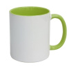 Hrnček na potlač - 330 ml biely, sv.zele. ucho,vnútri