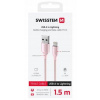 Kábel Swissten USB - USB typ C / microUSB / Lightning 1,5 m ružový