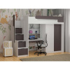 Vyvýšená postel DORY I včetně úložného prostoru, psacího stolu, šatní skříně a police (Šedá), Včetně PUR pěnové matrace