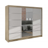 NEJBY Šatníková skriňa HARDY VI so zrkadlom, dub sonoma/biela