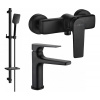 MEXEN Lynx DQ62 Súprava umývadlovej a sprchovej batérie s príslušenstvom, čierna (745904DQ62-70)