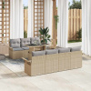 zahrada-XL Súprava záhradných pohoviek s vankúšom 8 pcs Béžová Poly ratan 3356963