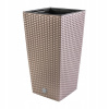 Kvetináč Prosperplast 32 cm x 32,5 x 61 cm priemer 1 cm plastové odtiene hnedej a béžovej (Kvetináč RATO SQUARE DRTS325 + Mocca vložka)