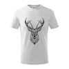 Jeleň kresba - Tričko detské bavlnené - 134 cm/8 rokov ( Biela )