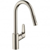 Hansgrohe Focus 240 páková kuchynská batéria s vyťahovacou sprchou, nerezová oceľ 31815800