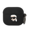 Karl Lagerfeld 3D Logo NFT Karl Head Silikónové Puzdro pre Airpods 3 - Black KLA3RUNIKK